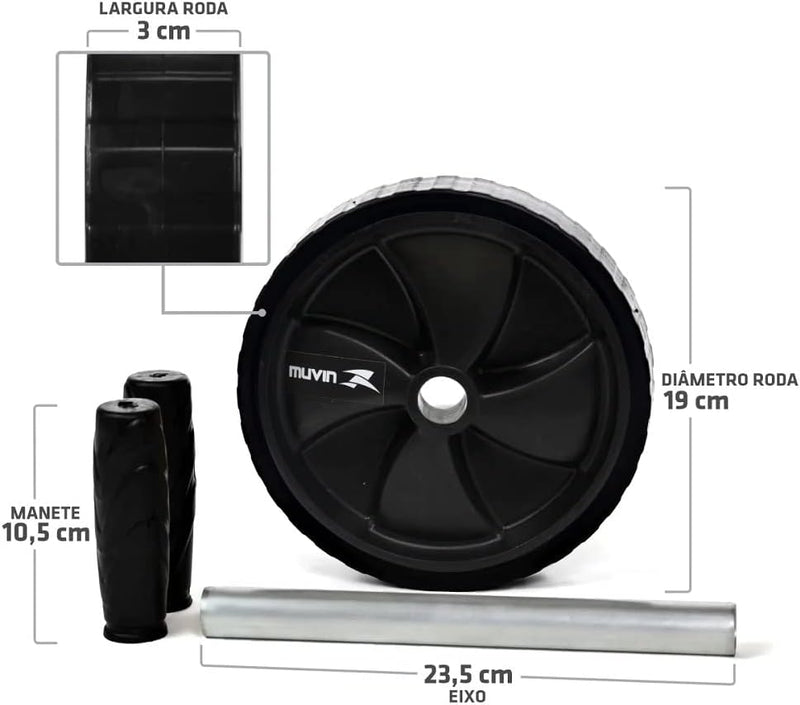 Roda Abdominal Muvin Basics – Roda Para Exercícios Abdominais - Equipamento Para Treinamento de Força no Abdômem - Treino Funcional – Exercícios – Academia - Crosstraning