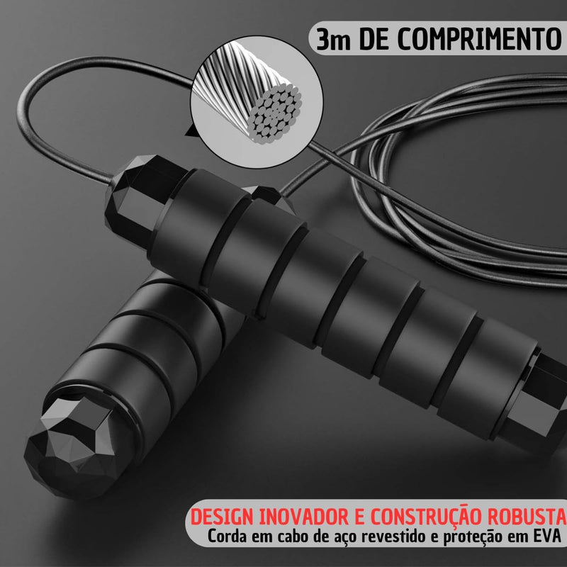 Corda De Pular Speed Rope Crossfit Profissional Fitness Esportiva Com Rolamento e Cabo De Aço Com Tamanho Ajustável 3m