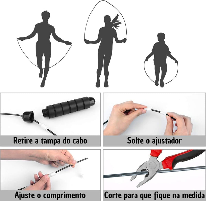 Corda De Pular Speed Rope Crossfit Profissional Fitness Esportiva Com Rolamento e Cabo De Aço Com Tamanho Ajustável 3m