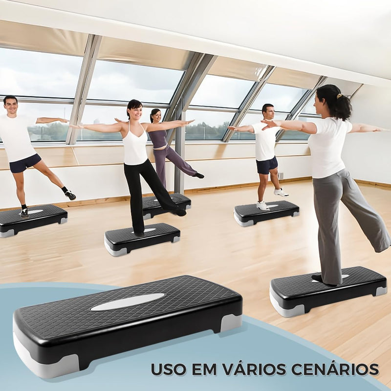 Step de Academia 67 x 28 x 10-15 Com Regulagem De Altura