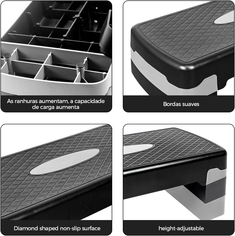 Step de Academia 67 x 28 x 10-15 Com Regulagem De Altura
