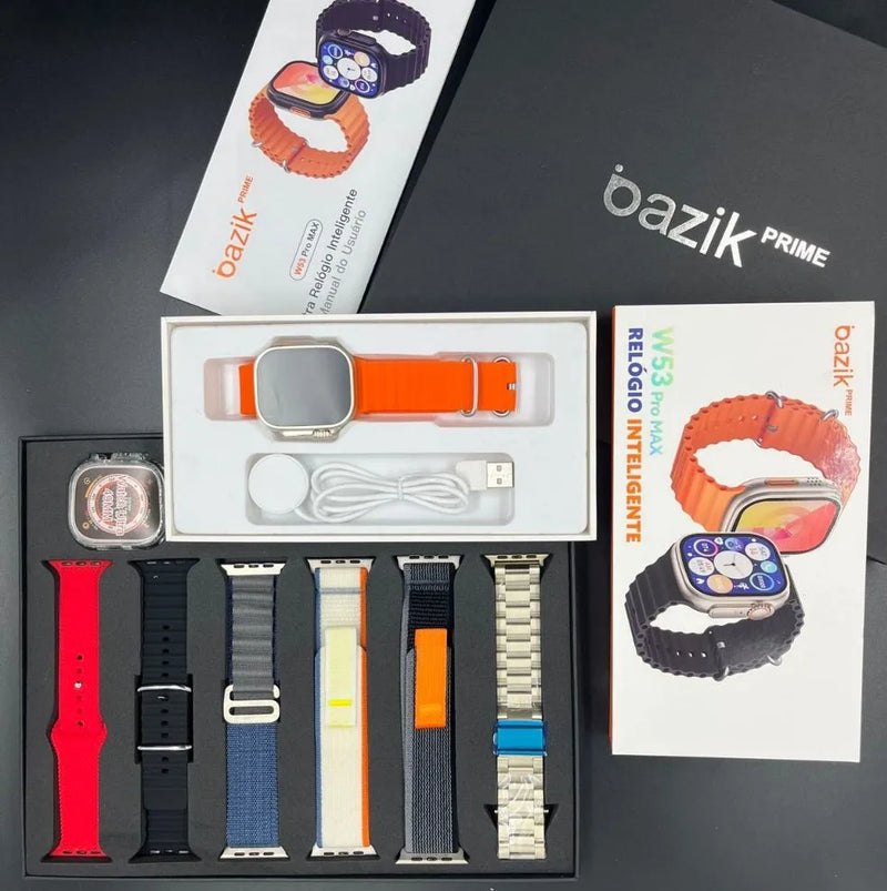 Novo Bazike Smartwatch W52 Pro Max Relogio com 7 Pulseiras