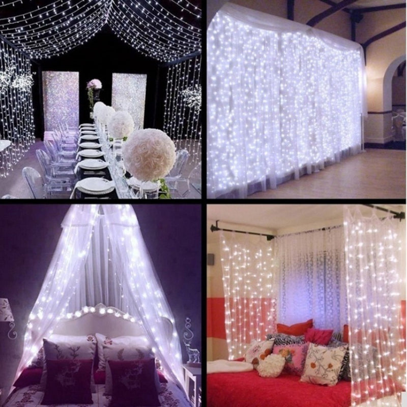 3M LED Curtain String Light Christmas Fairy Lights Garland Icicle Lights for Wedding Party Home Garden Decoration