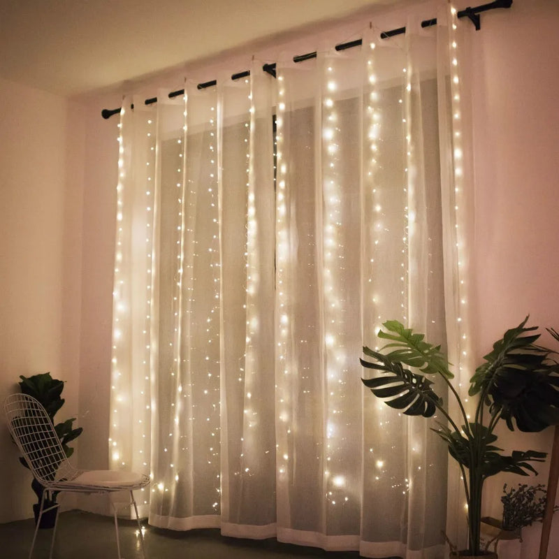 3M LED Curtain String Light Christmas Fairy Lights Garland Icicle Lights for Wedding Party Home Garden Decoration