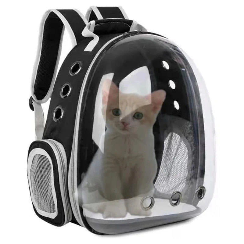 Mochila Transportadora para Gatos e Pequenos Animais - Design Transparente e Confortável