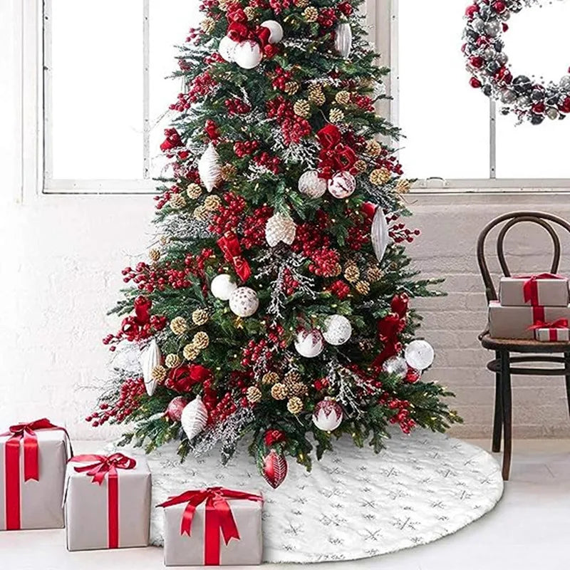 48/78/90/122cm Christmas Tree Skirt Xmas Gift White Faux Fur Tree Skirt for Holiday Party Ceremony Christmas Tree Decorations