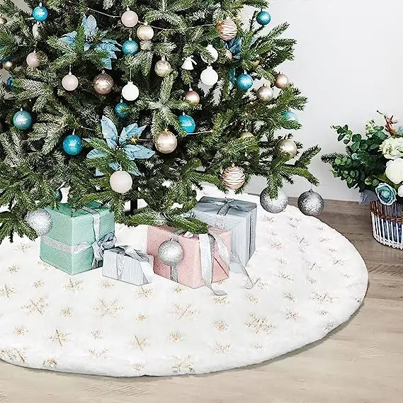 48/78/90/122cm Christmas Tree Skirt Xmas Gift White Faux Fur Tree Skirt for Holiday Party Ceremony Christmas Tree Decorations