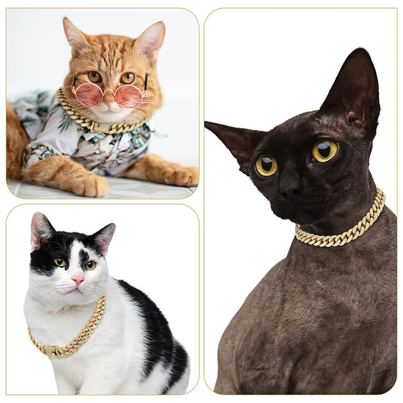 Colar de Cobre com Diamantes de Zircônia para Cães e Gatos – Elegância e Conforto em Todos os Estágios