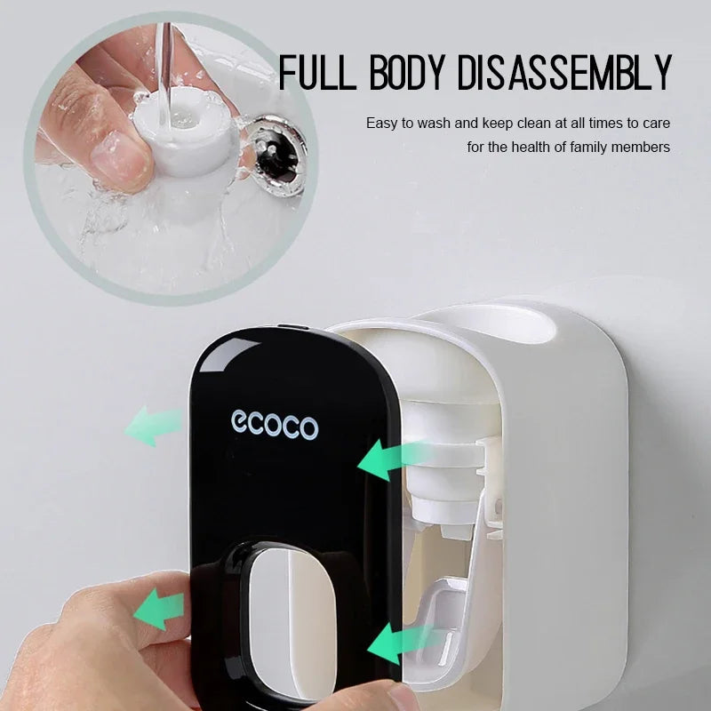 Dispenser Automático de Creme Dental com Suporte de Escova – Organização e Praticidade para o Seu Banheiro