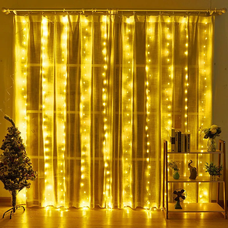 3M LED Curtain Garland on The Window USB String Lights Fairy Festoon Remote Control Christmas Wedding Decorations for Home Room