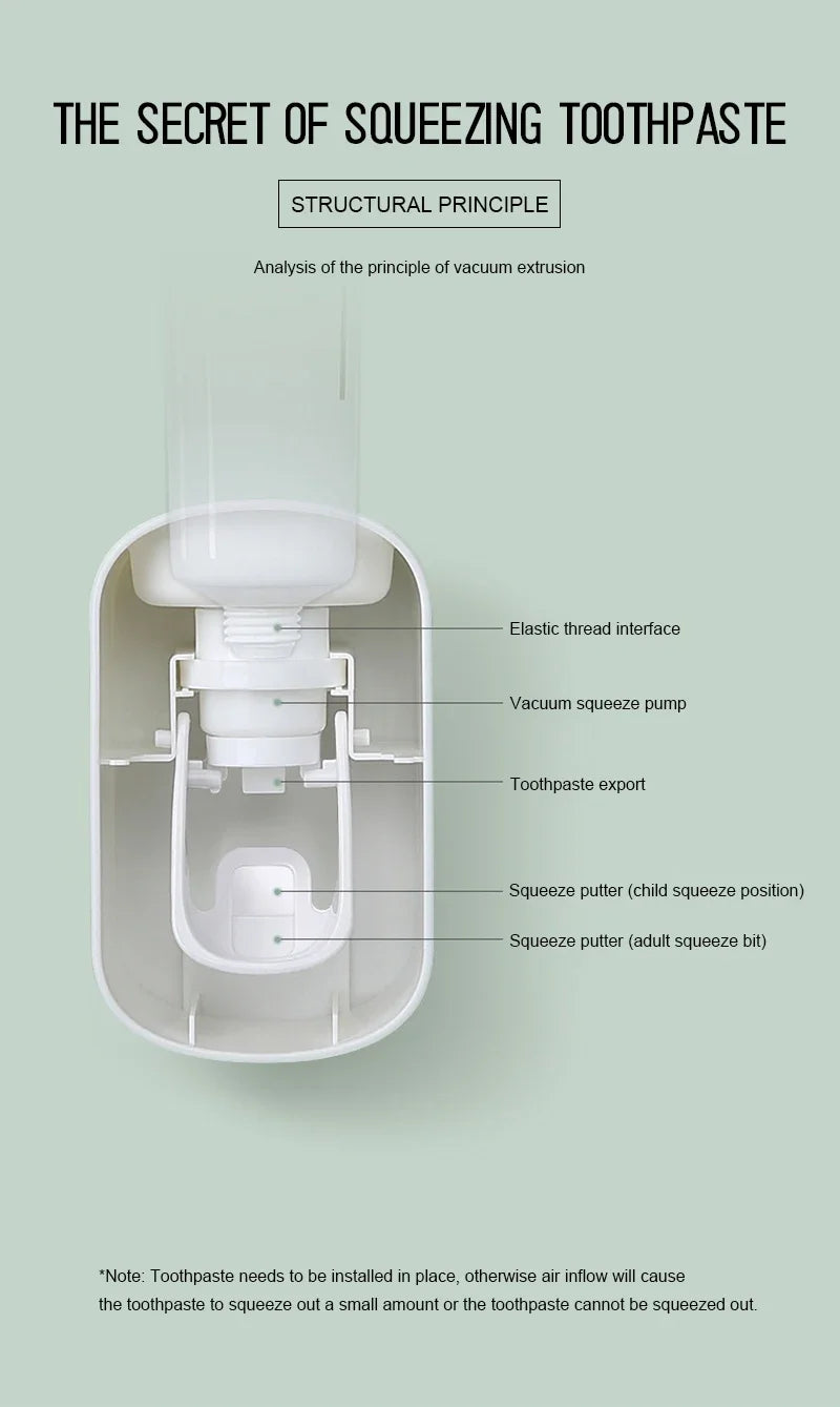 Dispenser Automático de Creme Dental com Suporte de Escova – Organização e Praticidade para o Seu Banheiro