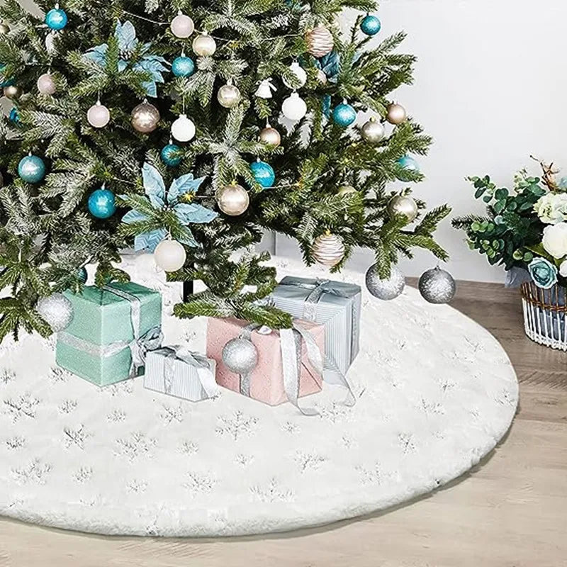 48/78/90/122cm Christmas Tree Skirt Xmas Gift White Faux Fur Tree Skirt for Holiday Party Ceremony Christmas Tree Decorations