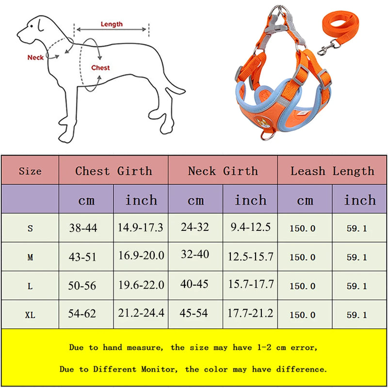 Conjunto de Peitoral Ajustável e Guia para Cães Pequenos e Médios - Segurança, Conforto e Estilo em Passeios Incríveis!