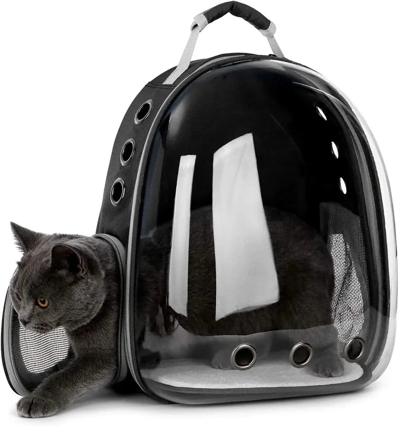 Mochila Transportadora para Gatos e Pequenos Animais - Design Transparente e Confortável