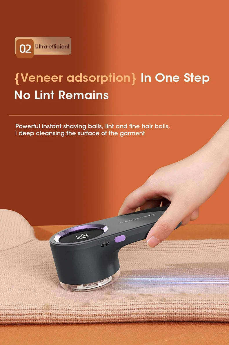 Lint Remover Electric Hairball Trimmer Smart LED Digital Display Fabric USB Charging Portable Professional Fast Household