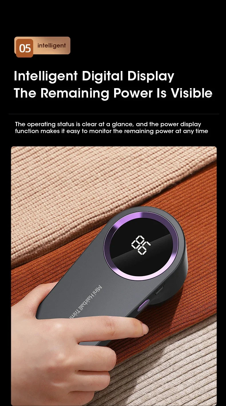 Lint Remover Electric Hairball Trimmer Smart LED Digital Display Fabric USB Charging Portable Professional Fast Household