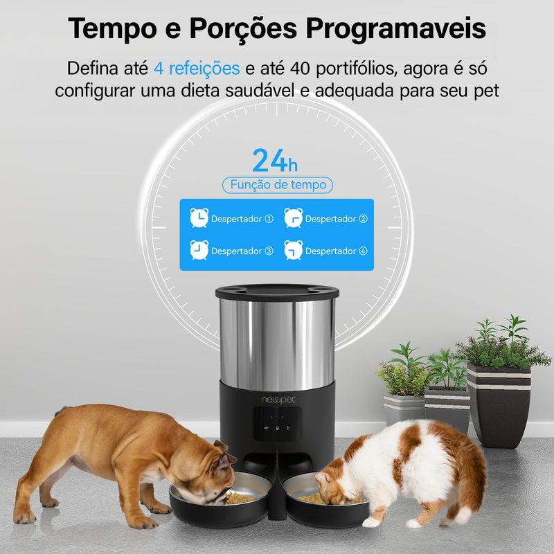 Alimentador Automático Programável para Pets - 5L, Funções Inteligentes e Alta Qualidade  Facilite a rotina do seu pet com alimentação automatizada e saudável!