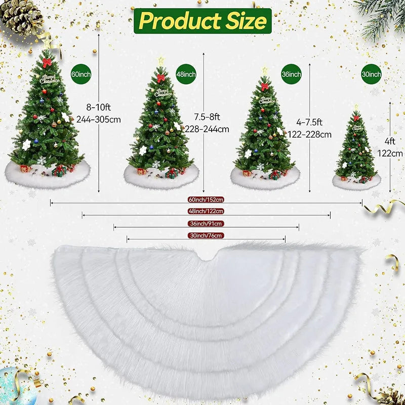 48/78/90/122cm Christmas Tree Skirt Xmas Gift White Faux Fur Tree Skirt for Holiday Party Ceremony Christmas Tree Decorations