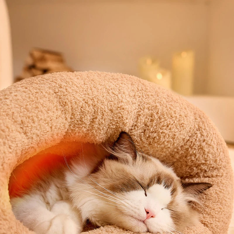 Pet Sleeping Bag Winter Warm Soft Plush Semi Enclosed Cat Nest Sleeping Bag Home Cat and Dog Comfortable Bed Accessories