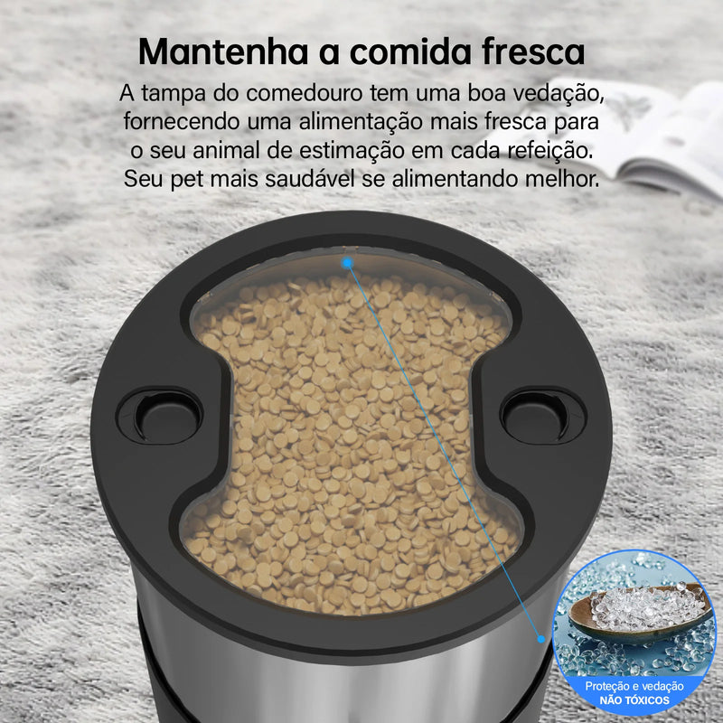 Alimentador Automático Programável para Pets - 5L, Funções Inteligentes e Alta Qualidade  Facilite a rotina do seu pet com alimentação automatizada e saudável!