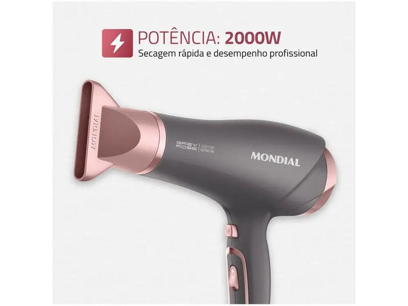 Secador de Cabelos, Mondial, Grafite/Rose, 2000W, 220V - SCN-11