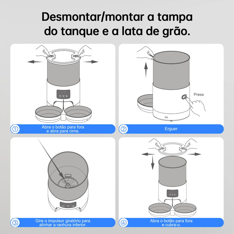 Alimentador Automático Programável para Pets - 5L, Funções Inteligentes e Alta Qualidade  Facilite a rotina do seu pet com alimentação automatizada e saudável!