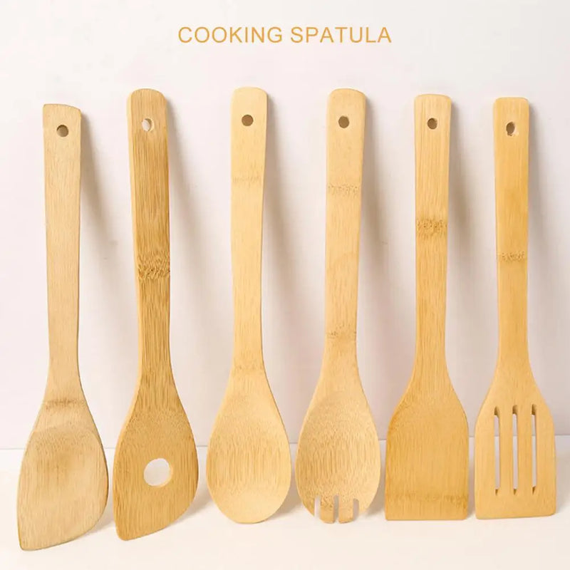 Non-stick Spatula Bamboo Cooking Spatula with Long Handle Non-stick Shovel for Home Kitchen Hanging Hole Design Wooden Frying