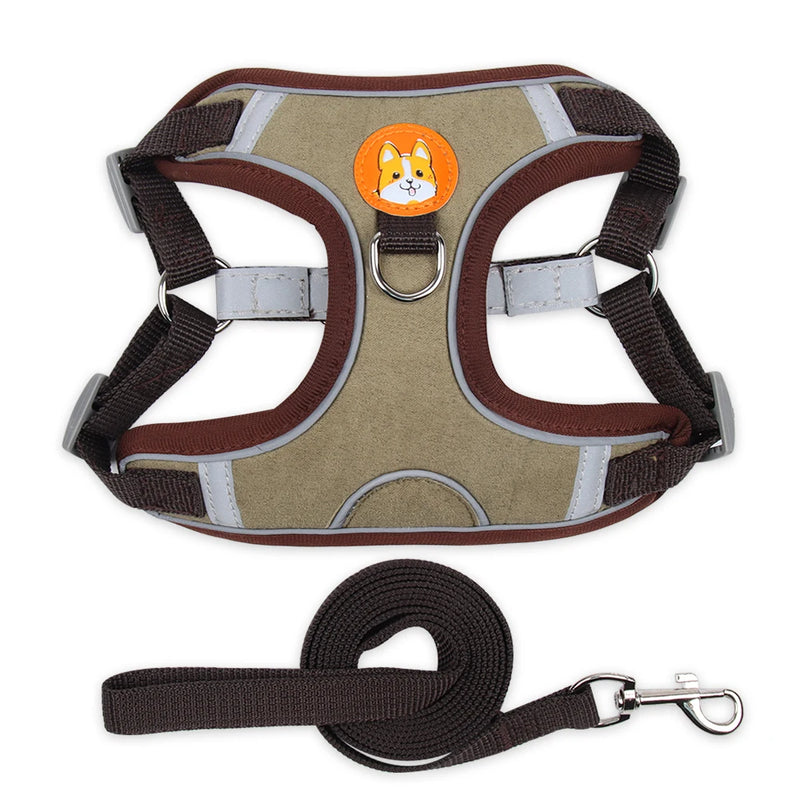 Conjunto de Peitoral Ajustável e Guia para Cães Pequenos e Médios - Segurança, Conforto e Estilo em Passeios Incríveis!