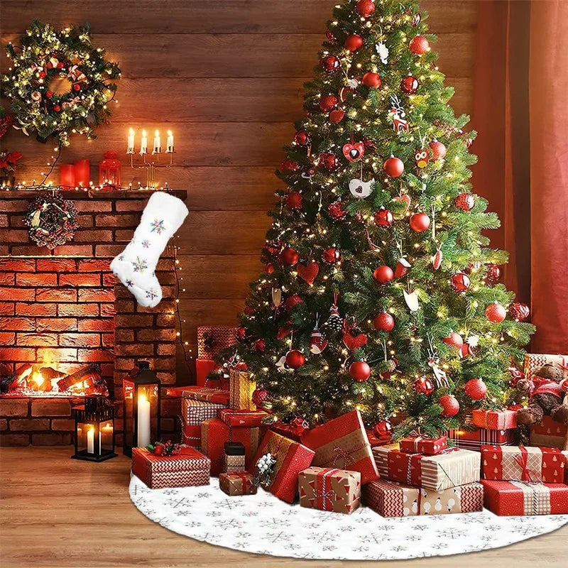 48/78/90/122cm Christmas Tree Skirt Xmas Gift White Faux Fur Tree Skirt for Holiday Party Ceremony Christmas Tree Decorations