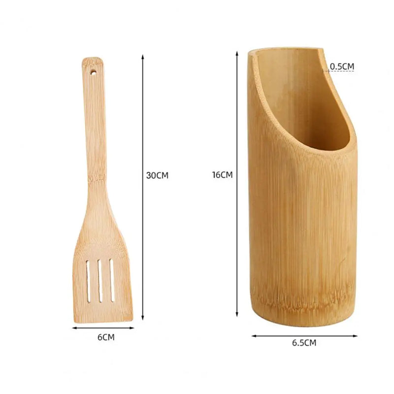 Non-stick Spatula Bamboo Cooking Spatula with Long Handle Non-stick Shovel for Home Kitchen Hanging Hole Design Wooden Frying