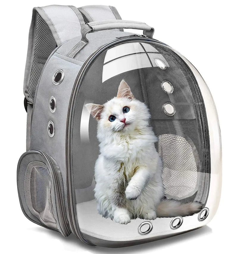 Mochila Transportadora para Gatos e Pequenos Animais - Design Transparente e Confortável