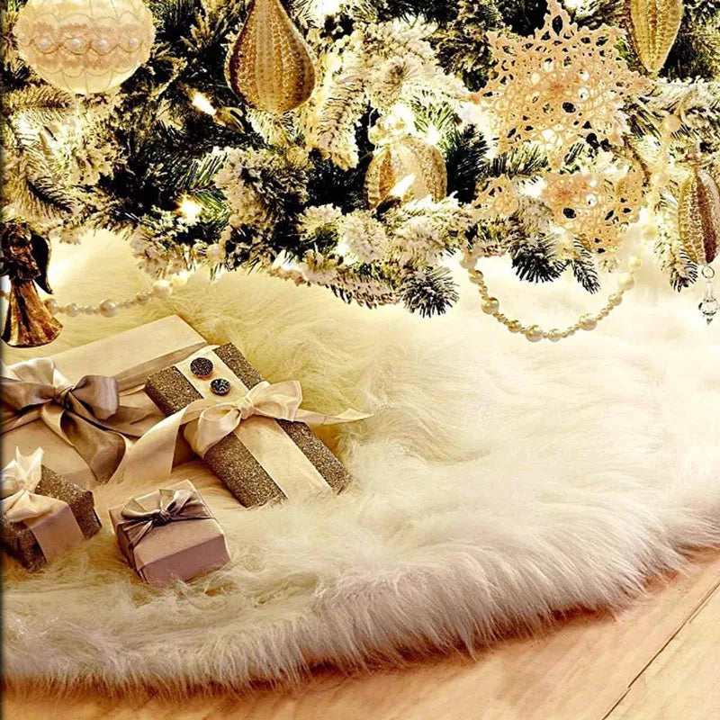 48/78/90/122cm Christmas Tree Skirt Xmas Gift White Faux Fur Tree Skirt for Holiday Party Ceremony Christmas Tree Decorations